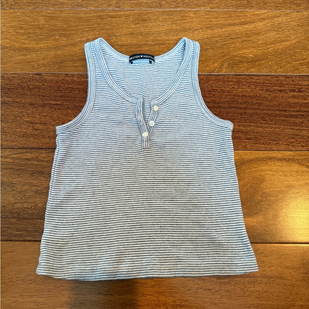Brandy Melville Blue and White Striped Top